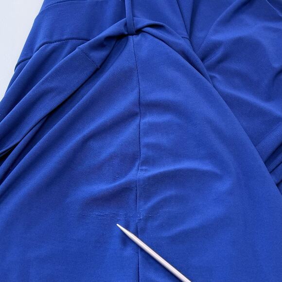 Vtg Royal Blue‎ Sheath Dress Size 2X Layered Bell Sleeves Body Skimming Stretchy - Picture 8 of 11